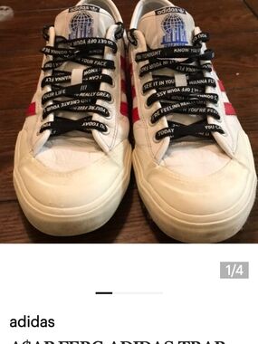 A$AP Ferg adidas White Sneakers with Red Stripes and Black Laces